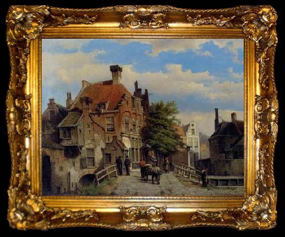 framed  unknow artist European city landscape, street landsacpe, construction, frontstore, building and architecture. 329, ta009-2